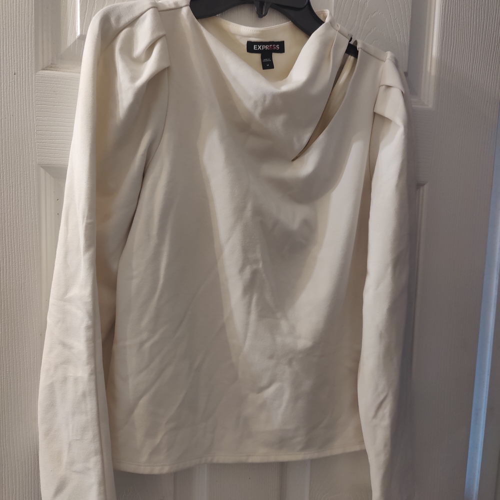 Express Off-White Long Sleeve Top Size M